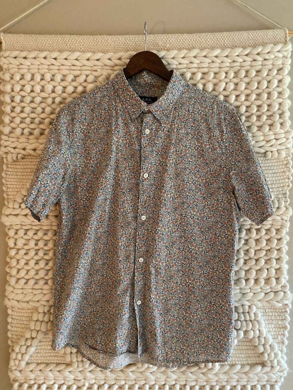 A.P.C. X Liberty Men’s Medium Short Sleeve Button-Down Shirt Floral Print RARE